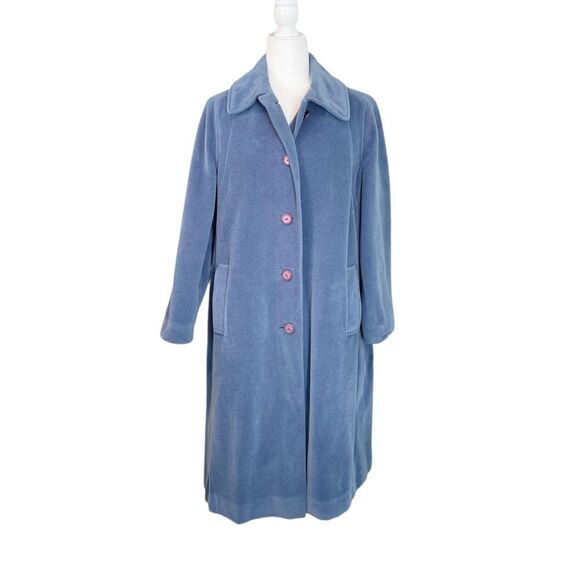 Vintage Lorendale by Bromleigh Long Blue Overcoat ILGWU - Picture 4 of 8